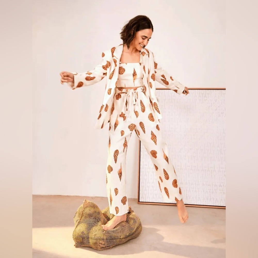 FarmRio leopard Shell Suit - 2piece ( blazer, trouser with tie belt)